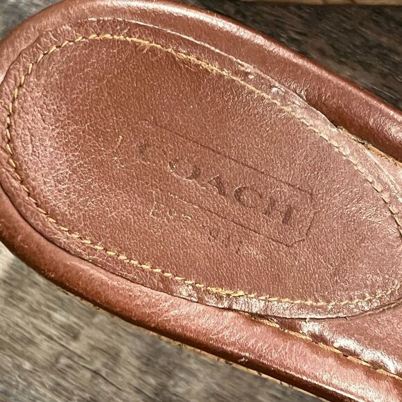 Coach Brown Leather Wedge Sandals 9.5 - Picture 3 of 7